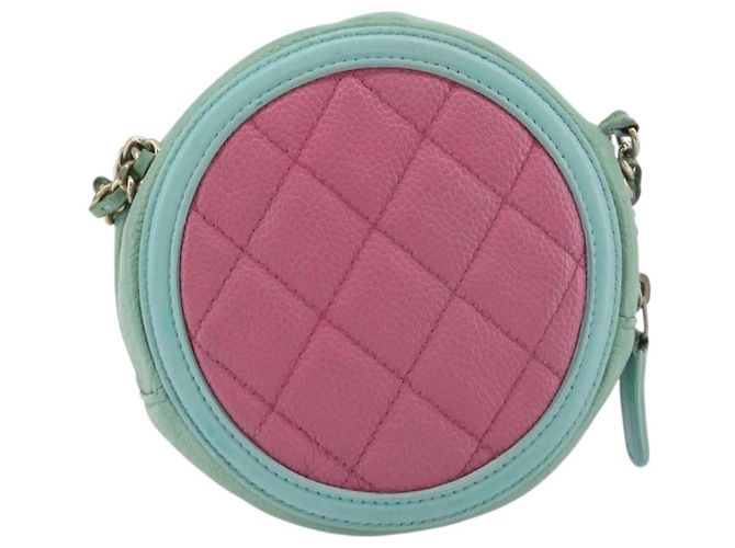 Borsa CHANEL Chain CC Filigree Matelasse Caviar Skin Pink Gold CC Auth 197471A Rosa D'oro - vista 2
