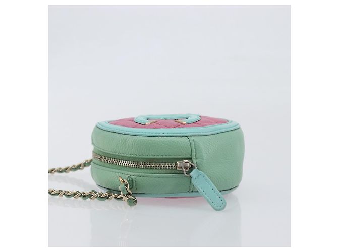 Borsa CHANEL Chain CC Filigree Matelasse Caviar Skin Pink Gold CC Auth 197471A Rosa D'oro - vista 4