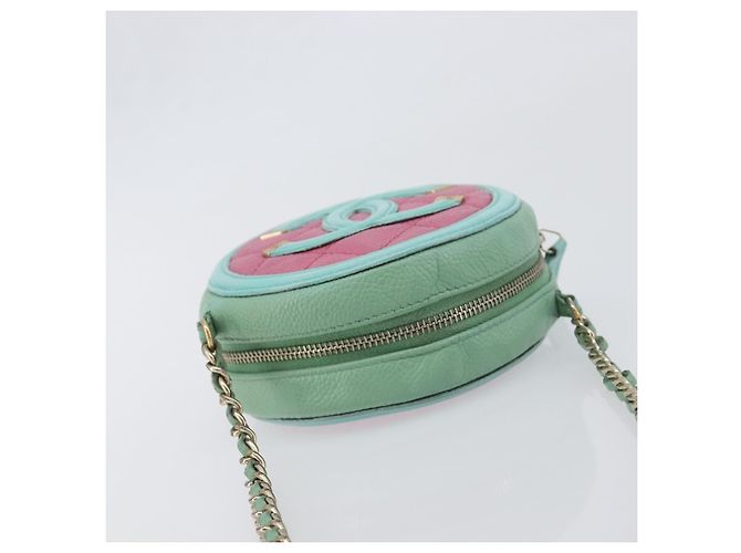 Borsa CHANEL Chain CC Filigree Matelasse Caviar Skin Pink Gold CC Auth 197471A Rosa D'oro - vista 6