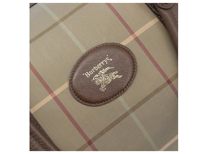 Borsa Boston Burberrys Nova Check Canvas Beige Gold Auth 200886 D'oro - vista 18