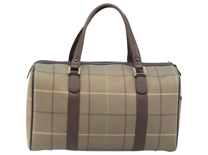 Borsa Boston Burberrys Nova Check Canvas Beige Gold Auth 200886 D'oro - vista 2