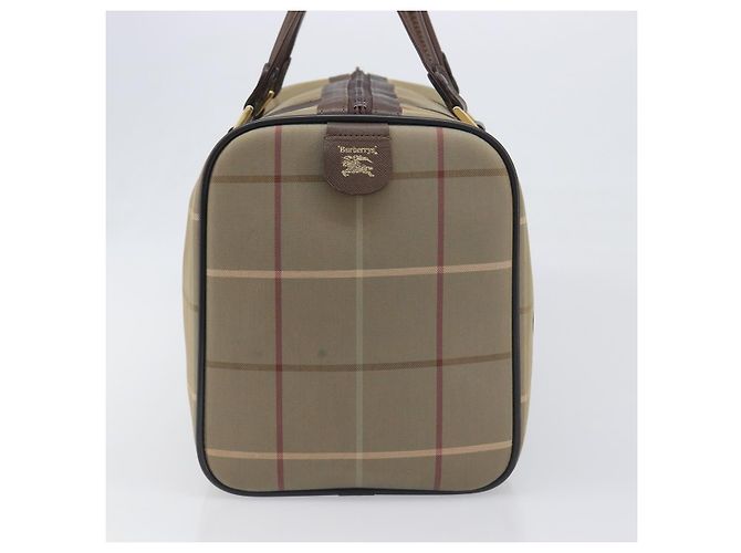 Borsa Boston Burberrys Nova Check Canvas Beige Gold Auth 200886 D'oro - vista 3