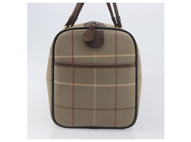 Borsa Boston Burberrys Nova Check Canvas Beige Gold Auth 200886 D'oro - vista 4