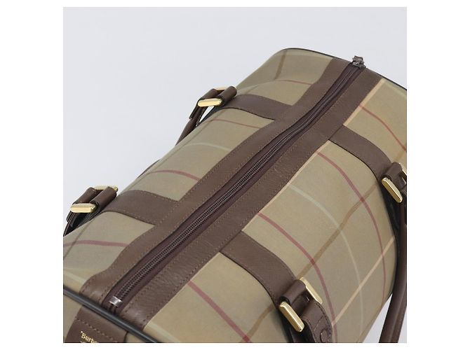 Borsa Boston Burberrys Nova Check Canvas Beige Gold Auth 200886 D'oro - vista 7