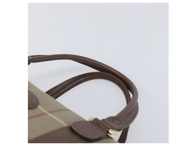 Borsa Boston Burberrys Nova Check Canvas Beige Gold Auth 200886 D'oro - vista 9