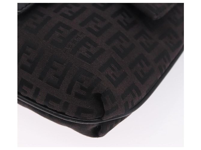Borsa a tracolla FENDI Zucchino Canvas Nero Argento Auth 197666 - vista 14