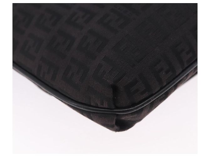 Borsa a tracolla FENDI Zucchino Canvas Nero Argento Auth 197666 - vista 15