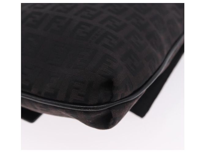 Borsa a tracolla FENDI Zucchino Canvas Nero Argento Auth 197666 - vista 16