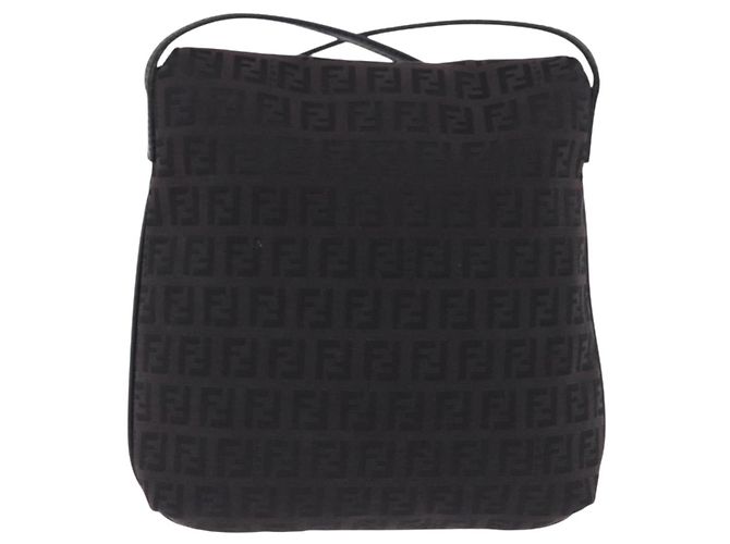 Borsa a tracolla FENDI Zucchino Canvas Nero Argento Auth 197666 - vista 2
