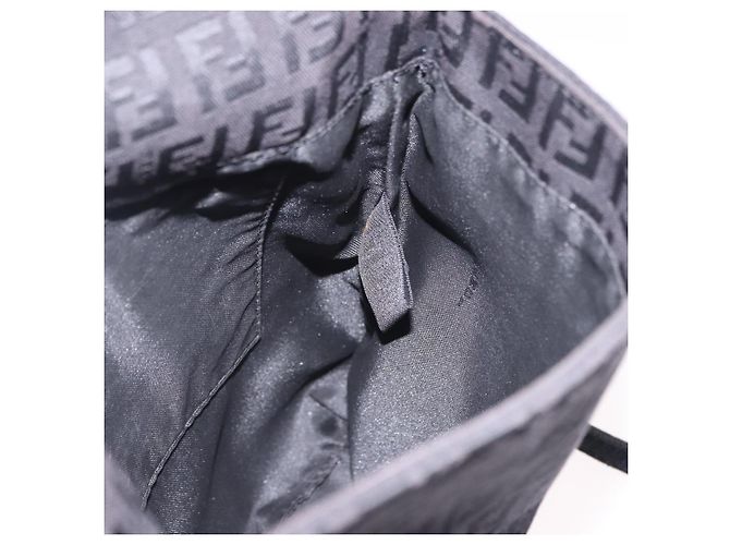 Borsa a tracolla FENDI Zucchino Canvas Nero Argento Auth 197666 - vista 20