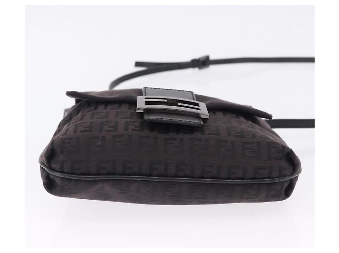 Borsa a tracolla FENDI Zucchino Canvas Nero Argento Auth 197666 - vista 5