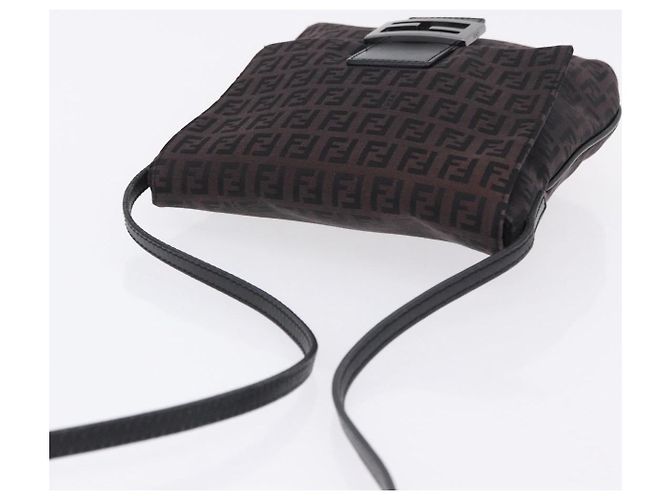 Borsa a tracolla FENDI Zucchino Canvas Nero Argento Auth 197666 - vista 6