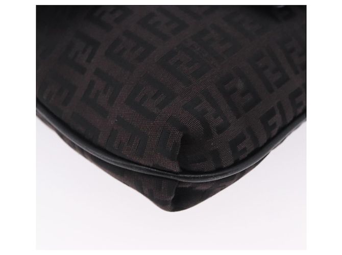 Borsa a tracolla FENDI Zucchino Canvas Nero Argento Auth 197666 - vista 9
