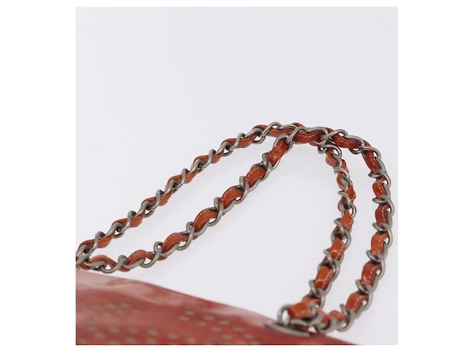 Borsa a tracolla CHANEL Triple Coco Chain in vernice Arancione Silver CC Auth 200643 Argento - vista 14