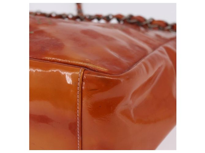 Borsa a tracolla CHANEL Triple Coco Chain in vernice Arancione Silver CC Auth 200643 Argento - vista 18
