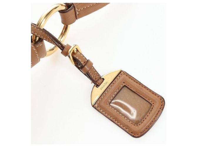 Borsa a tracolla PRADA in pelle marrone e oro Auth yk20795V D'oro - vista 18