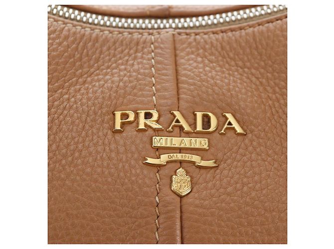Borsa a tracolla PRADA in pelle marrone e oro Auth yk20795V D'oro - vista 19