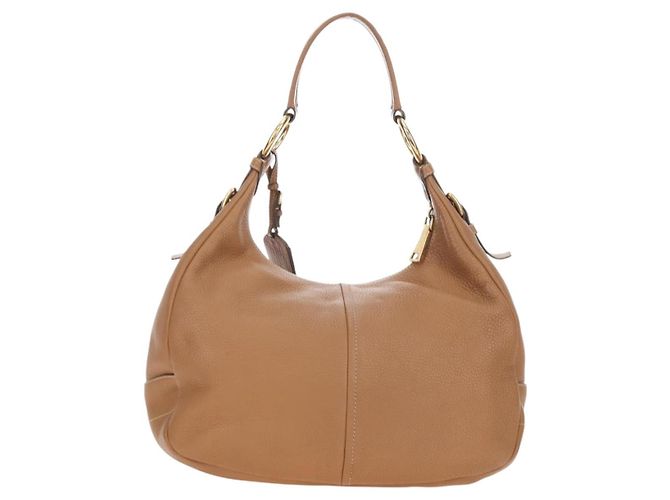 Borsa a tracolla PRADA in pelle marrone e oro Auth yk20795V D'oro - vista 2