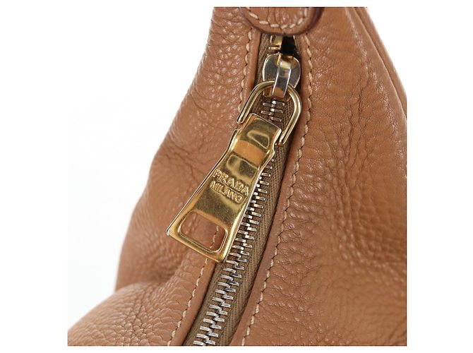 Borsa a tracolla PRADA in pelle marrone e oro Auth yk20795V D'oro - vista 20