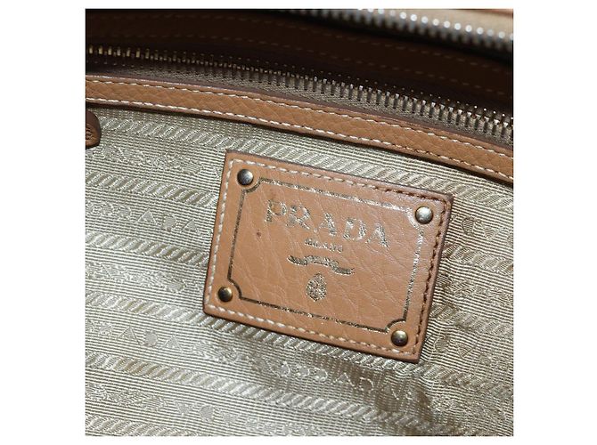 Borsa a tracolla PRADA in pelle marrone e oro Auth yk20795V D'oro - vista 21