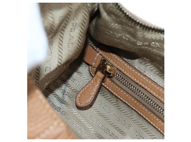 Borsa a tracolla PRADA in pelle marrone e oro Auth yk20795V D'oro - vista 24