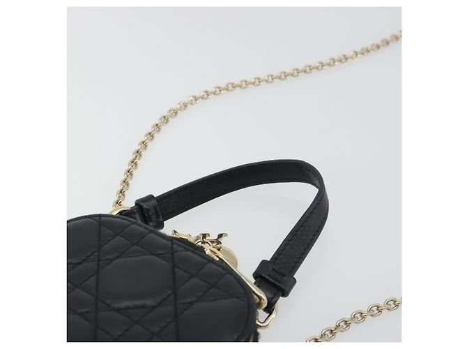 Portacellulare Christian Dior Cannage in pelle nera e oro Auth 196679V Nero D'oro - vista 14