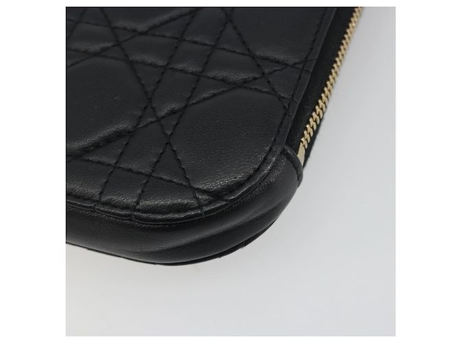 Portacellulare Christian Dior Cannage in pelle nera e oro Auth 196679V Nero D'oro - vista 18