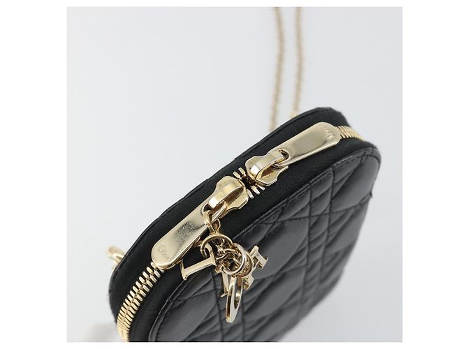 Portacellulare Christian Dior Cannage in pelle nera e oro Auth 196679V Nero D'oro - vista 20