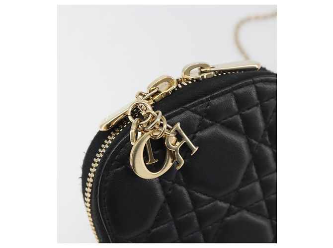 Portacellulare Christian Dior Cannage in pelle nera e oro Auth 196679V Nero D'oro - vista 21