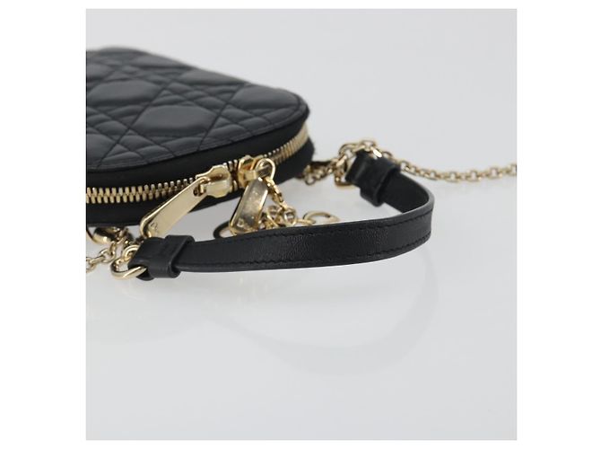 Portacellulare Christian Dior Cannage in pelle nera e oro Auth 196679V Nero D'oro - vista 7