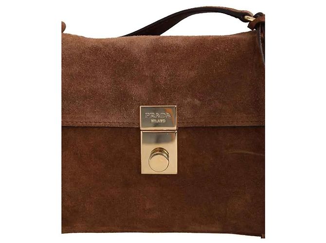 Borsa a tracolla Prada Camoscio Medium Soft Sound marrone - vista 2