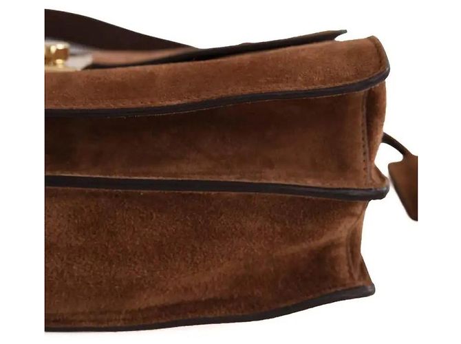 Borsa a tracolla Prada Camoscio Medium Soft Sound marrone - vista 5