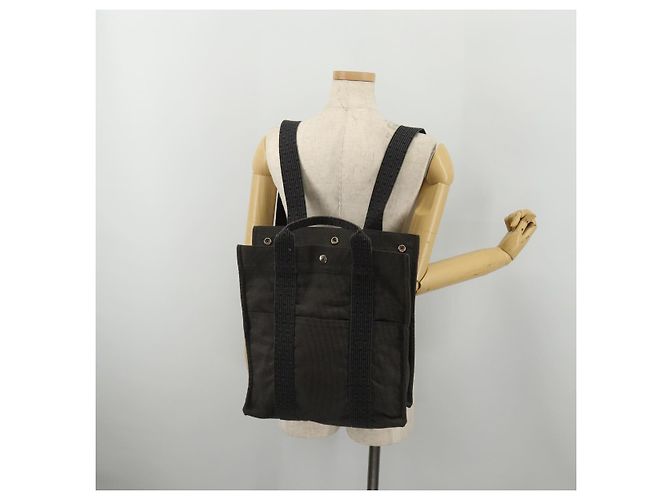 Hermès HERMES Sac A Dos Backpack Canvas Gray Silver Auth 196918A Marrone Argento - vista 24