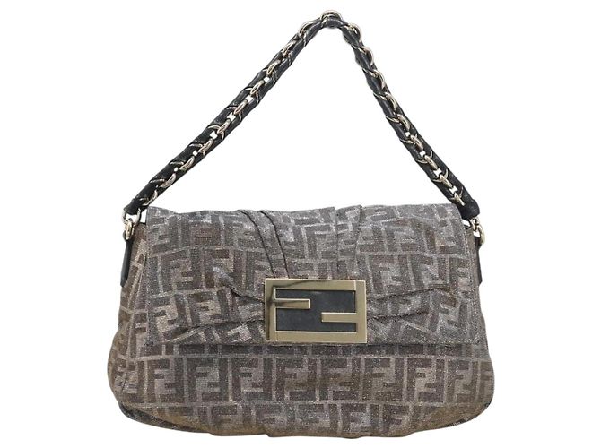 Borsa a tracolla FENDI Zucca Canvas Gold Auth 197602V D'oro - vista 13