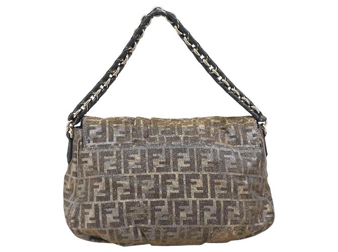 Borsa a tracolla FENDI Zucca Canvas Gold Auth 197602V D'oro - vista 2
