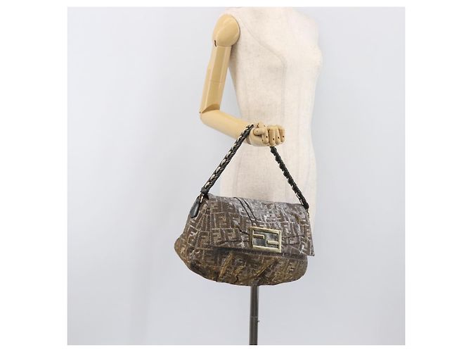 Borsa a tracolla FENDI Zucca Canvas Gold Auth 197602V D'oro - vista 24