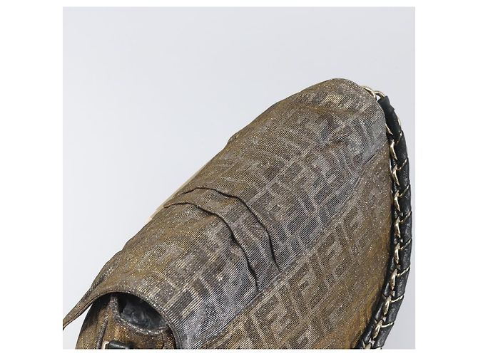 Borsa a tracolla FENDI Zucca Canvas Gold Auth 197602V D'oro - vista 6