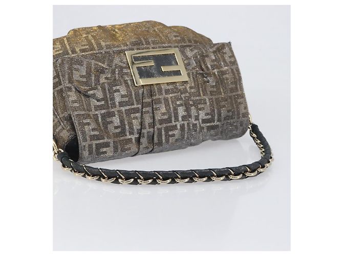 Borsa a tracolla FENDI Zucca Canvas Gold Auth 197602V D'oro - vista 7