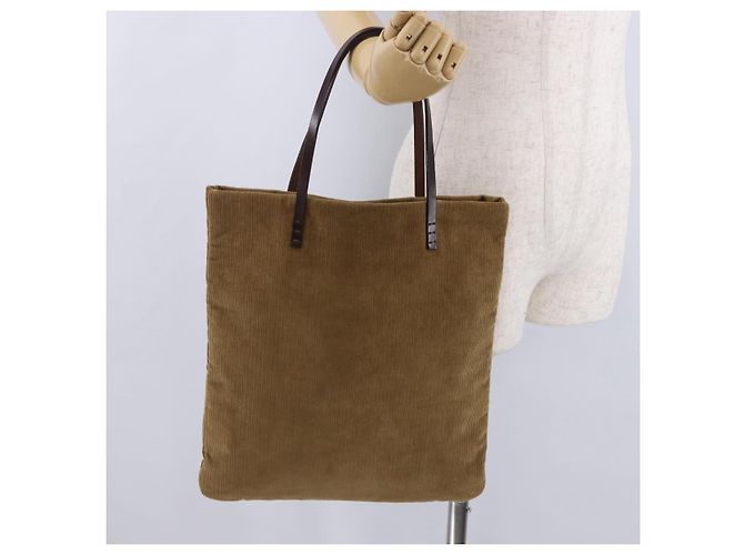 FENDI Tote Bag Cord Beige Silver Auth 200936 Silber - Ansicht 21