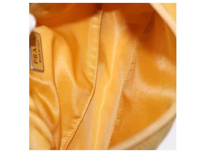 Pochette a mano PRADA Nylon Giallo Argento Auth 197846 - vista 11