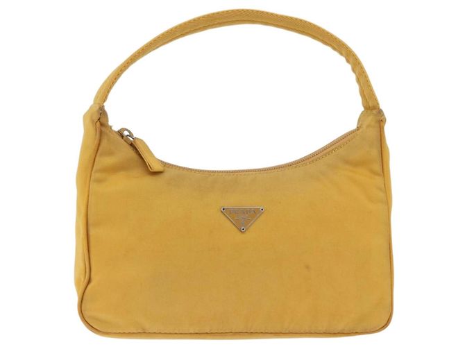 Pochette a mano PRADA Nylon Giallo Argento Auth 197846 - vista 13