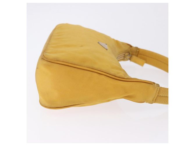 Pochette a mano PRADA Nylon Giallo Argento Auth 197846 - vista 4