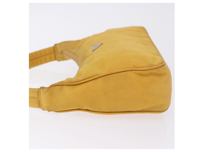 Pochette a mano PRADA Nylon Giallo Argento Auth 197846 - vista 5