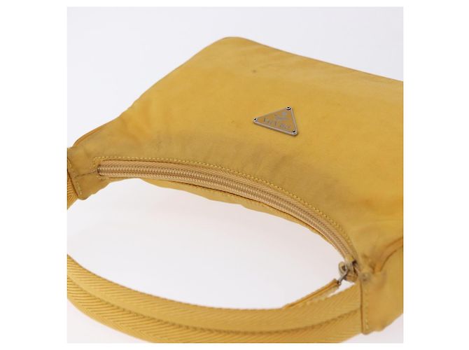 Pochette a mano PRADA Nylon Giallo Argento Auth 197846 - vista 7