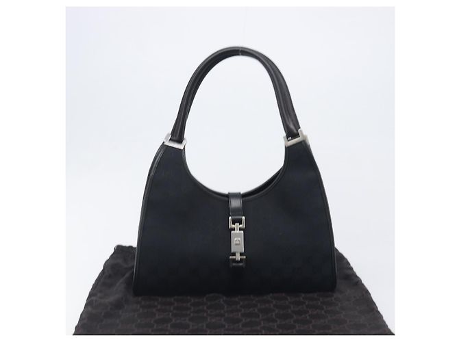 Borsa a Mano GUCCI GG Canvas Jackie Nero Argento 002 1067 Auth 199636V - vista 12