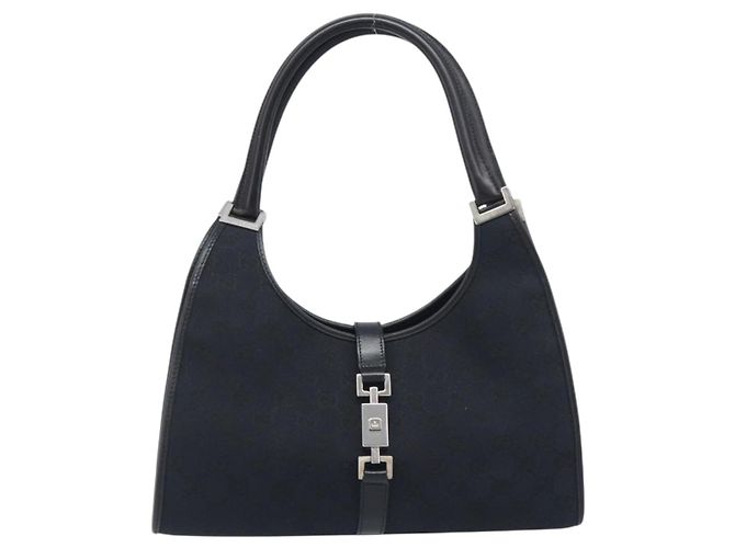 Borsa a Mano GUCCI GG Canvas Jackie Nero Argento 002 1067 Auth 199636V - vista 13
