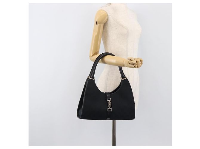 Borsa a Mano GUCCI GG Canvas Jackie Nero Argento 002 1067 Auth 199636V - vista 24