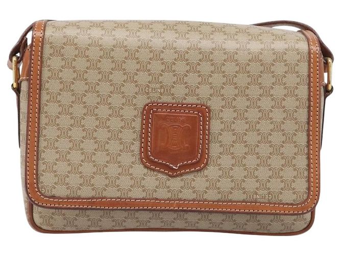 Céline Borsa a tracolla CELINE Macadam PVC Pelle Beige Tono Oro Auth 198545 - vista 13