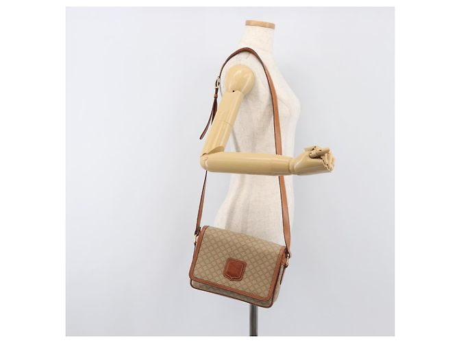 Céline Borsa a tracolla CELINE Macadam PVC Pelle Beige Tono Oro Auth 198545 - vista 23