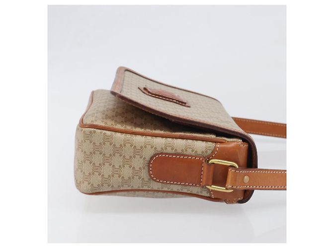 Céline Borsa a tracolla CELINE Macadam PVC Pelle Beige Tono Oro Auth 198545 - vista 3